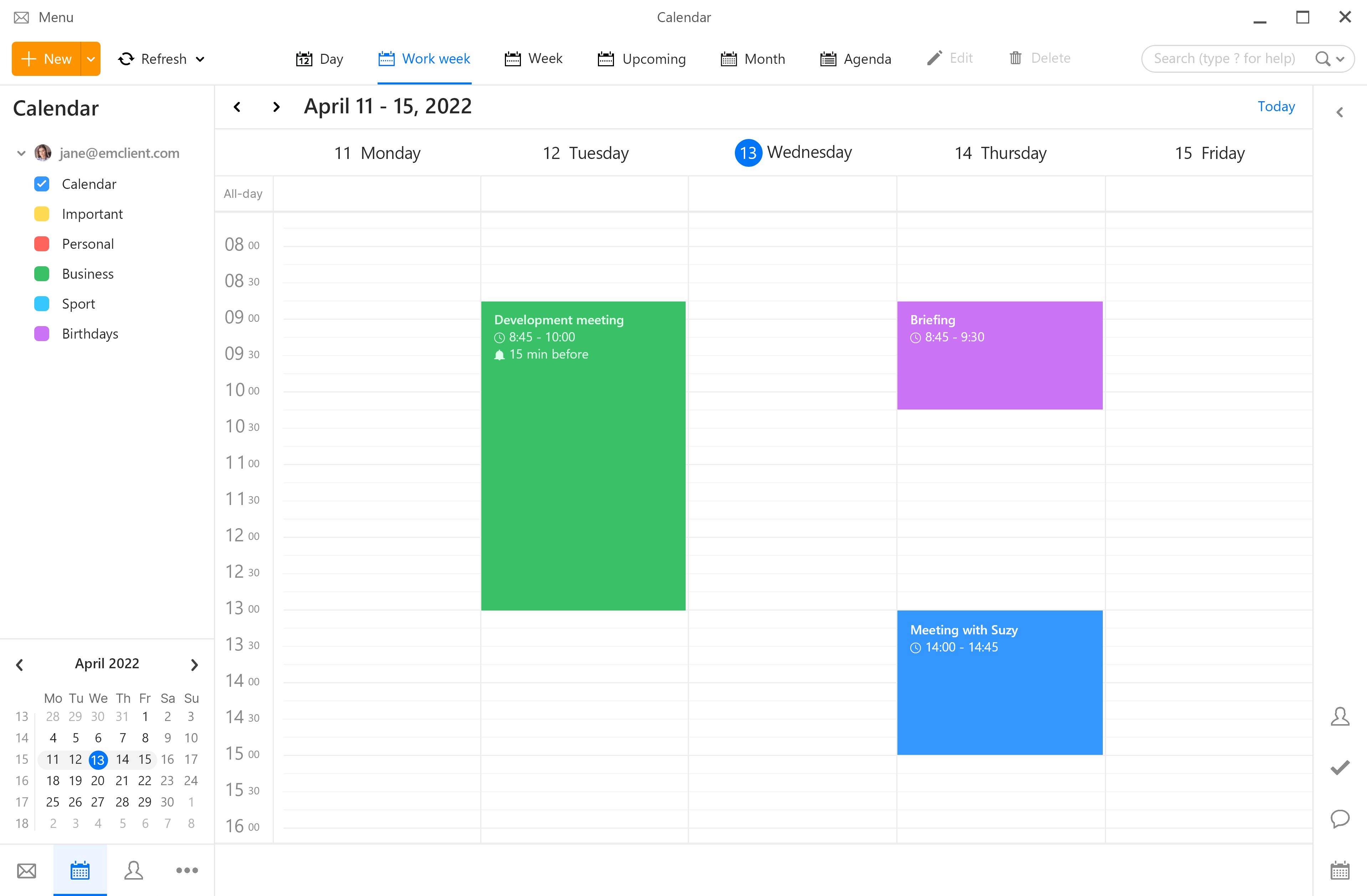 screenshot of eM Client